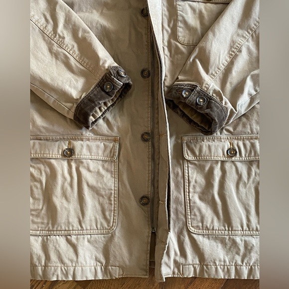 Vtg Harbor Bay 2XLT Tan Brown Corduroy Pocket Barn Chore Flannel Lined Jacket - Picture 6 of 12